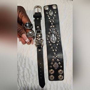 2 Harley-Davidson bracelets and 2 rings